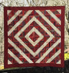 Handmade quilt - Red Reflections - 84" x 84" (queen) - All cotton fabric and fill