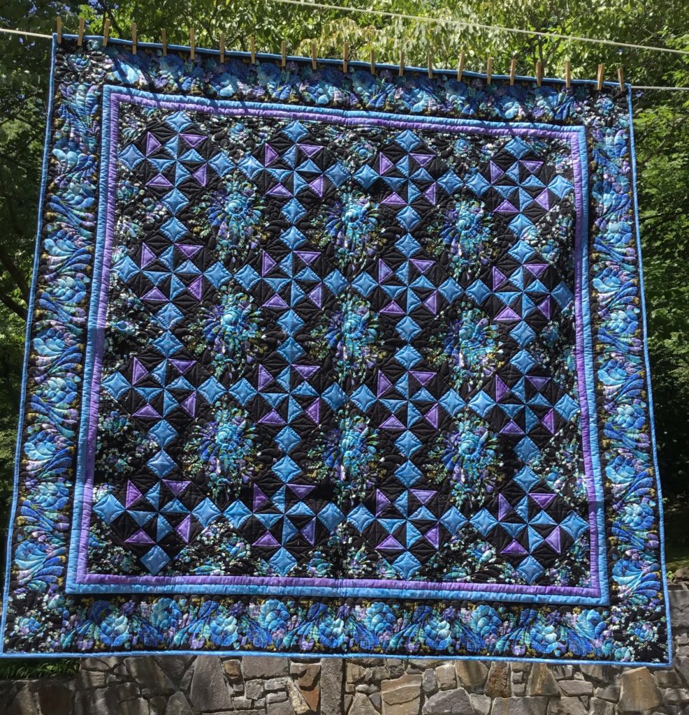 Blue Peonies - 72" x 72" (lap/throw)