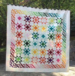 Handmade Quilt - Rainbow Stars - 96" x 96" (queen) - All cotton fabric and fill