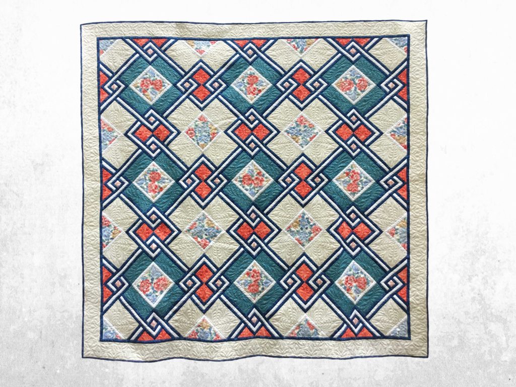 Handmade quilt - Flower Boxes - 96" x 96" (queen) - all cotton fabric and fill