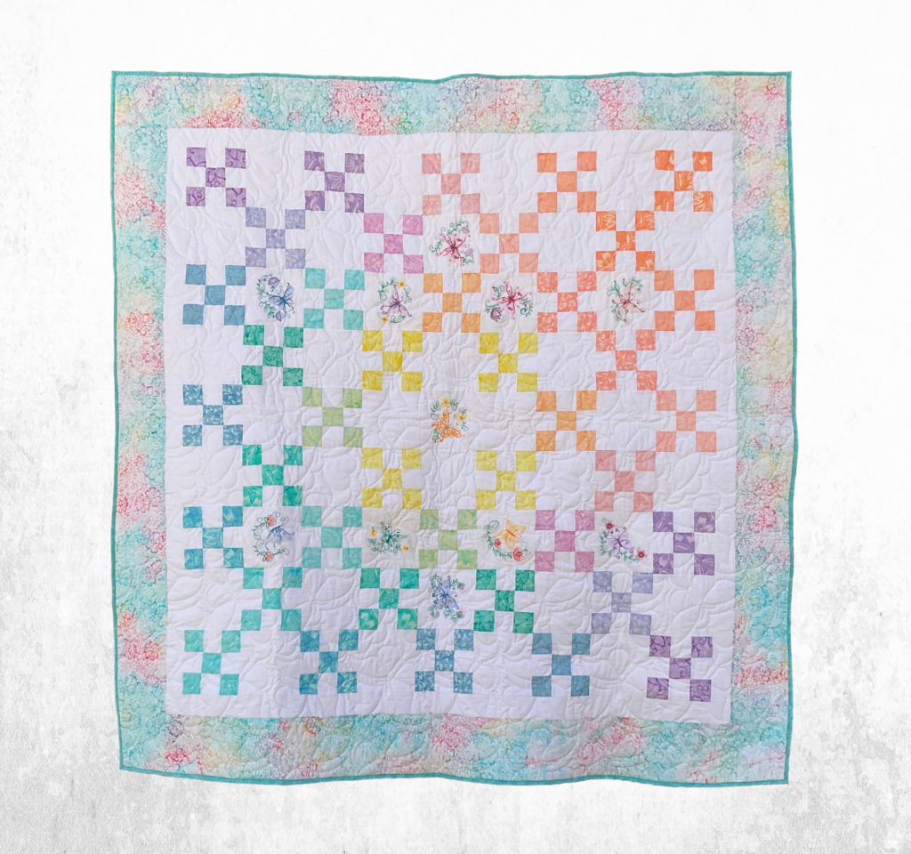 Butterflies in Spring - 65" x 65" (crib/lap) - All cotton fabric and fill